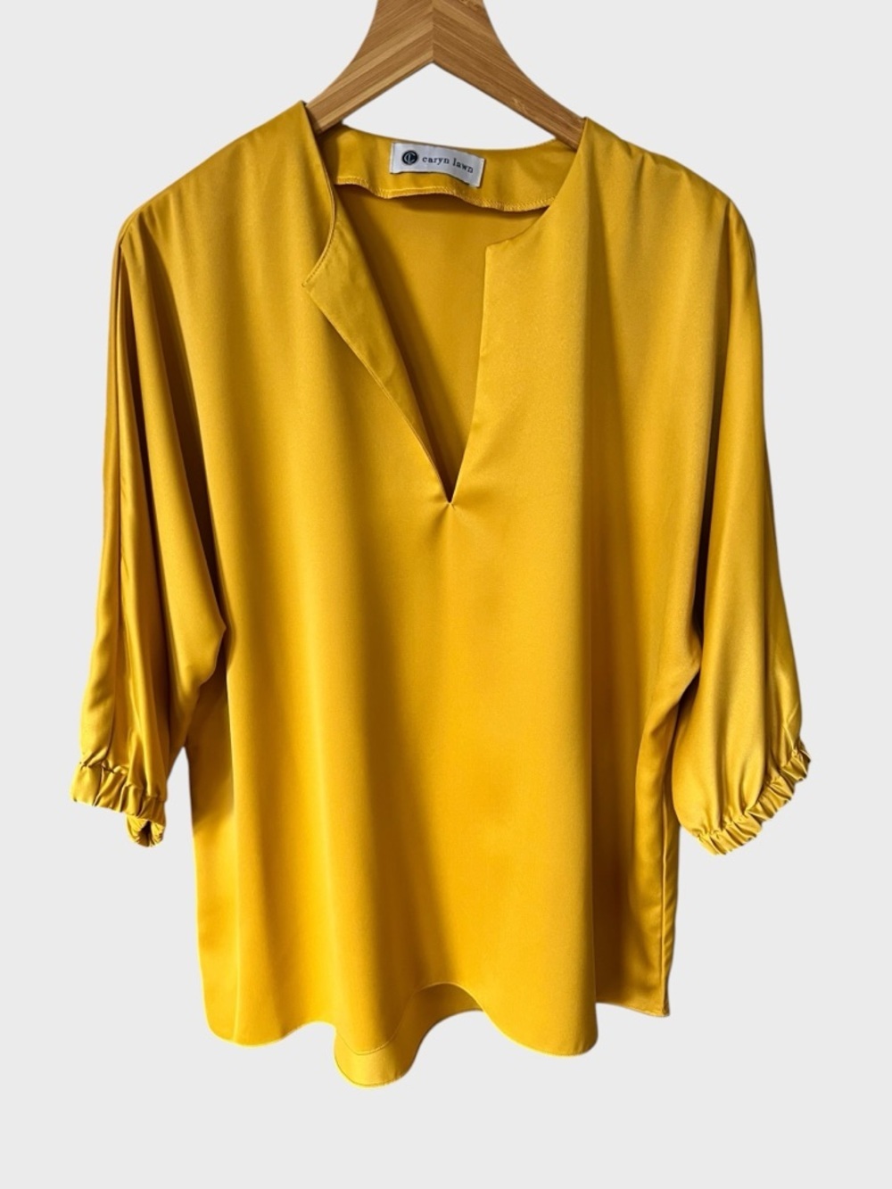 Caryn lawn Women's Mustard V-Neck Blouse